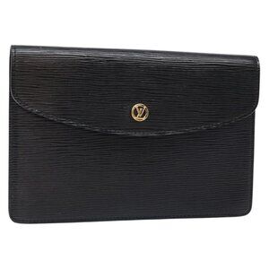 LOUIS VUITTON Epi Montaigne 23 Clutch Bag Black M52662 LV Auth ep10447